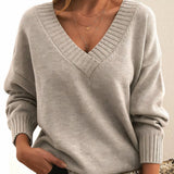 Rosie | Edler Damen V-Ausschnitt Strickpullover Mit Kaschmir-Mischung – Beige