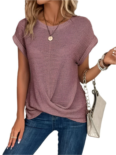 Amadita® | Gestrickte Wickelbluse für Damen in schlichten Farben