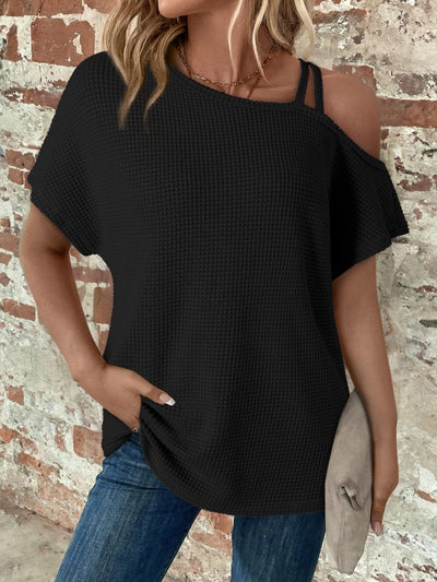 Ina® | Asymmetrisches T-Shirt mit kurzem Arm und Rundhalsausschnitt