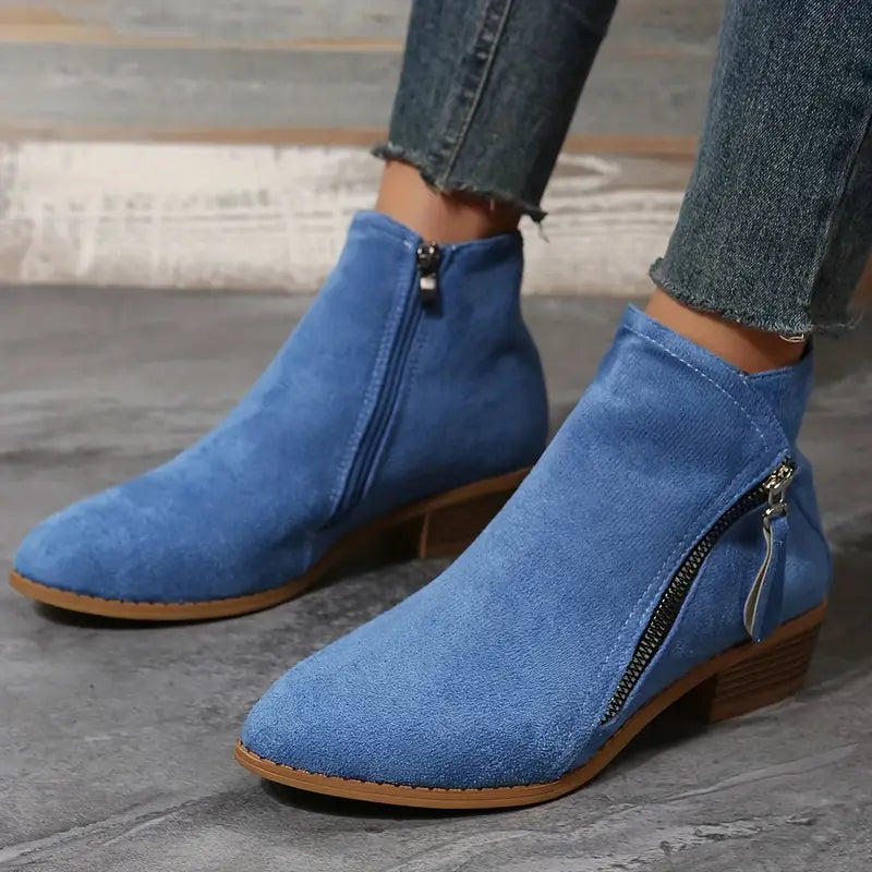 Stylische Vegan Leder Stiefeletten mit Reißverschluss und Absatz für Damen | Ideal für das tägliche Tragen