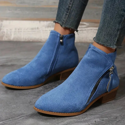 Stylische Vegan Leder Stiefeletten mit Reißverschluss und Absatz für Damen | Ideal für das tägliche Tragen