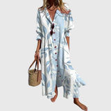 Ingrid | Damen Elegantes Bohemian Maxikleid – Boho Maxi Kleid Elegant 2026 – Hellblau
