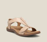 Damen Flache Ledersandalen – Beige