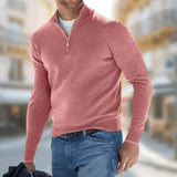 Sebastian | Leichter Quarter-Zip-Strickpullover für Herren – Rosa