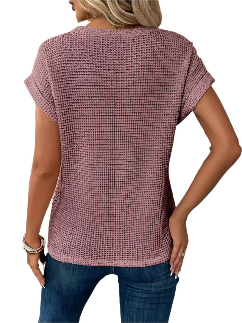 Amadita® | Gestrickte Wickelbluse für Damen in schlichten Farben