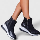 Charlotte | Orthopädische Und Stilvolle Keilabsatz-Stiefeletten – Schwarz