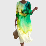 Claudia | Damen Stilvolles Blumenkleid – Florales Kleid Stilvoll Sommer 2026 – Dunkelgrün