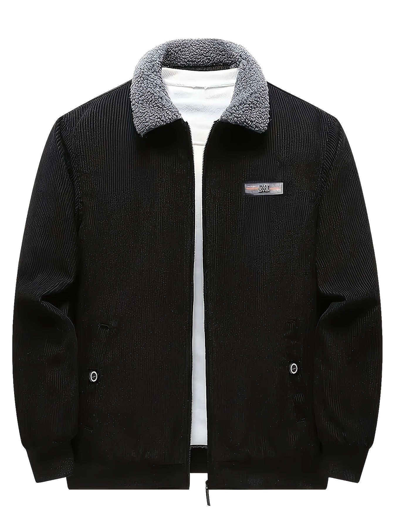 Retro Lange Ärmel Warme Jacke mit Etikettenpatch für Herren | Ideal für den Winter