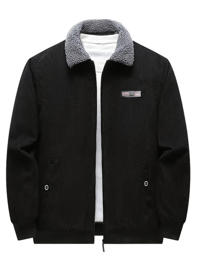 Retro Lange Ärmel Warme Jacke mit Etikettenpatch für Herren | Ideal für den Winter