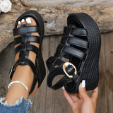 Esmeida | Damen-Keilsandalen im modernen Gladiator-Stil – Schwarz