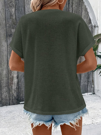 Marylou - Lässiges Rundhals Oberteil Mit Kurzen Ärmeln