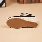 Avery | Elegante schwarze Damen-Keilabsätze mit Espadrille-Sohle