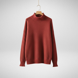 Edelma | Damen Strickpullover mit Stehkragen – Rot