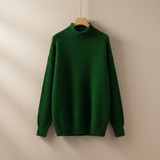 Edelma | Damen Strickpullover mit Stehkragen – Dunkelrosa