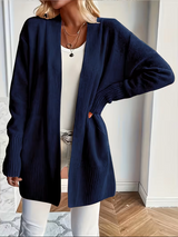 Edelrika | Damen Oversize Strickjacke Offen – Marineblau