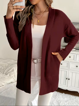 Edelrika | Damen Oversize Strickjacke Offen – Bordeaux