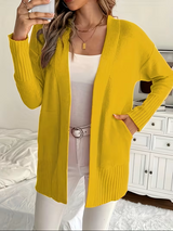 Edelrika | Damen Oversize Strickjacke Offen – Gelb