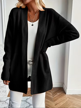 Edelrika | Damen Oversize Strickjacke Offen – Schwarz