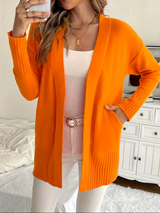 Edelrika | Damen Oversize Strickjacke Offen – Orange
