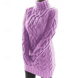 Edelruna | Damen Strickkleid mit Rollkragen – Lila