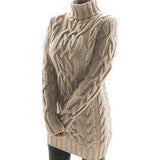 Edelruna | Damen Strickkleid mit Rollkragen – Khaki