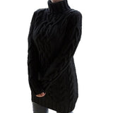 Edelruna | Damen Strickkleid mit Rollkragen – Schwarz