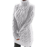 Edelruna | Damen Strickkleid mit Rollkragen – Weiß