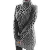 Edelruna | Damen Strickkleid mit Rollkragen – Grau
