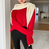 Damen Langarm-Turtleneck-Pullover – Rot