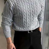 Edvard | Herren Zopfmuster Strickpullover Rundhals – Grau