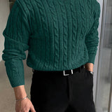 Edvard | Herren Zopfmuster Strickpullover Rundhals – Dunkelgrün