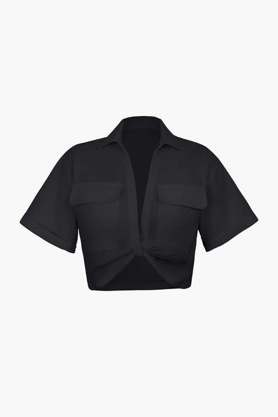 Janice | Stylisches Kurzarm Crop Shirt mit kragen