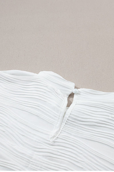 Ina® | Strukturiertes Top mit Stehkragen und kurzen Ärmeln für Damen