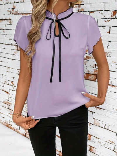 Bethany - Farbe Blockieren Kurz Ärmel Hemd