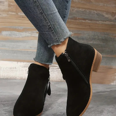 Stylische Vegan Leder Stiefeletten mit Reißverschluss und Absatz für Damen | Ideal für das tägliche Tragen