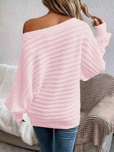 Lässiger Schulterfreier Strickpullover mit Bequemem Design für Damen | Ideal für den Winter