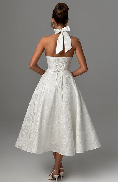 Myra – Modisches Midi Kleid Mit Neckholder Ausschnitt