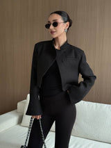 Elegante Damen Kurzjacke mit Stehkragen – Schwarz