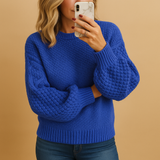 Nicole | Gemütlicher Grobstrickpullover für den Winter – Blau