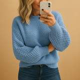Nicole | Gemütlicher Grobstrickpullover für den Winter – Hellblau