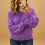 Nicole | Gemütlicher Grobstrickpullover für den Winter – Lila