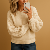 Nicole | Gemütlicher Grobstrickpullover für den Winter – Beige