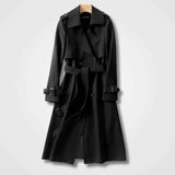 Eleganter Damen-Trenchcoat mit Gürtel – Schwarz