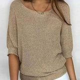 Mia | Eleganter Pullover Damen Lockerer Strickpullover Rundhals – Beige