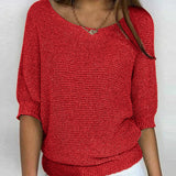 Mia | Eleganter Pullover Damen Lockerer Strickpullover Rundhals – Rot