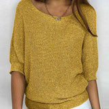 Mia | Eleganter Pullover Damen Lockerer Strickpullover Rundhals – Gelb