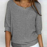 Mia | Eleganter Pullover Damen Lockerer Strickpullover Rundhals – Grau