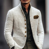 Fabian | Eleganter taillierter Herren-Cardigan mit Knopfleiste – Weiß