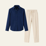 Elegantes Herren Hemd-Hosen Set – Blau