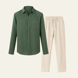 Elegantes Herren Hemd-Hosen Set – Grün